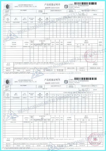 China WUXI XINFUTIAN METAL PRODUCTS CO., LTD certificaten
